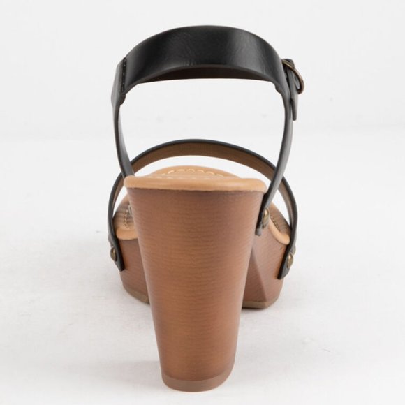 New Black Ankle Strap Platform Chunky Heel Sandals - Picture 4 of 4